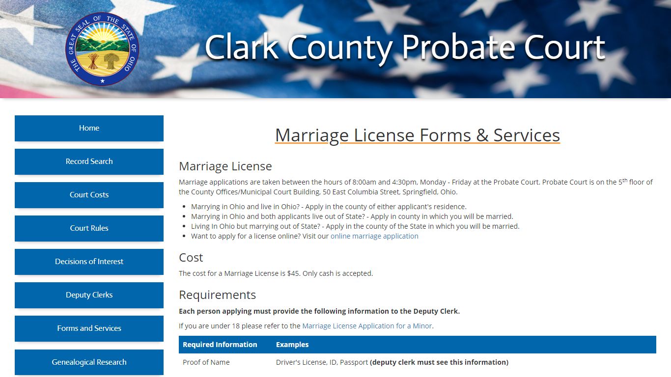 Marriage License Forms & Services - Clark County, Ohio