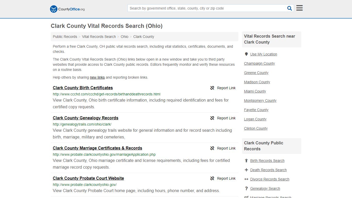 Vital Records Search - Clark County, OH (Birth, Death ...